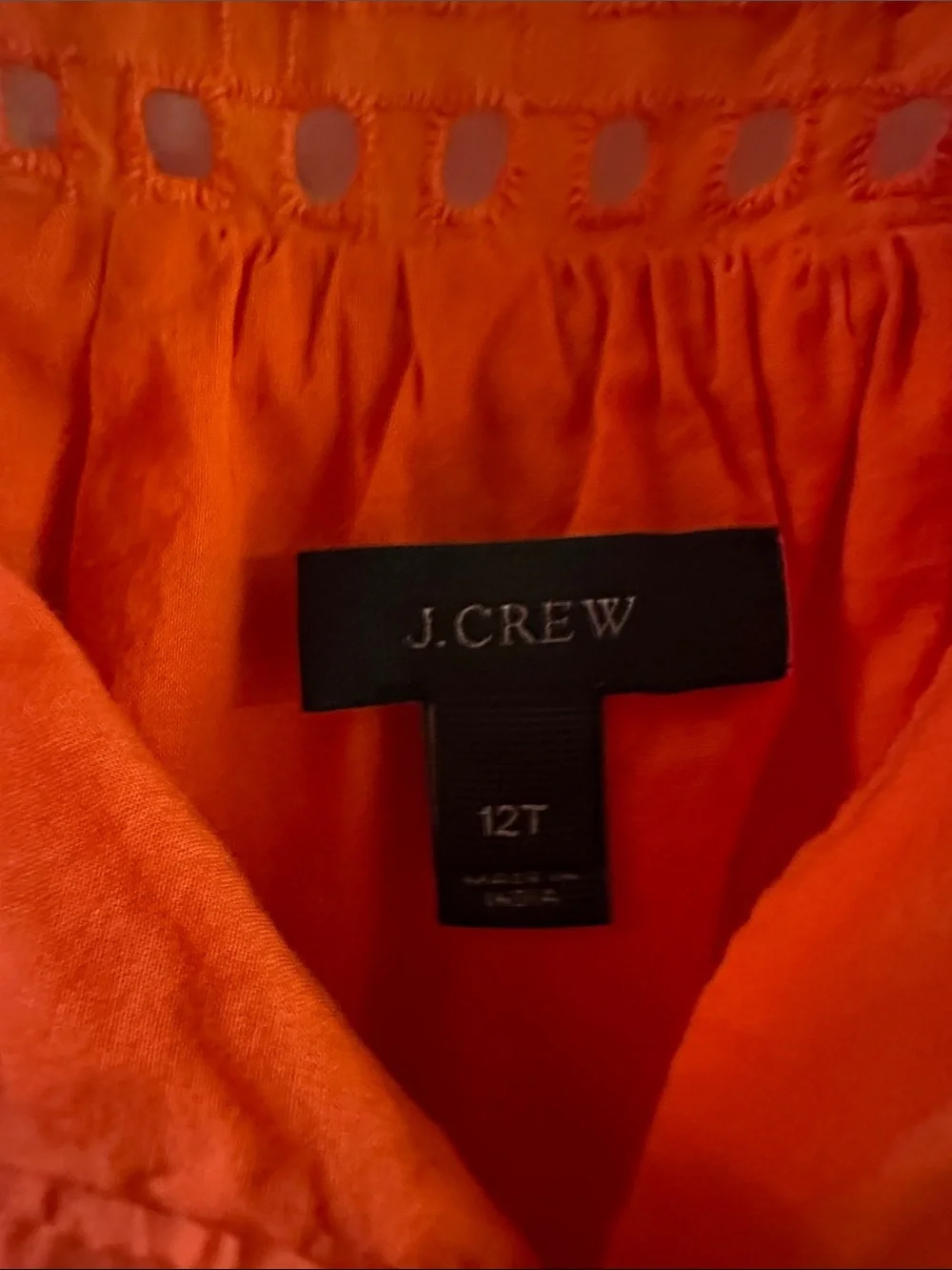 J. Crew Sleeveless Orange Eyelet Sundress